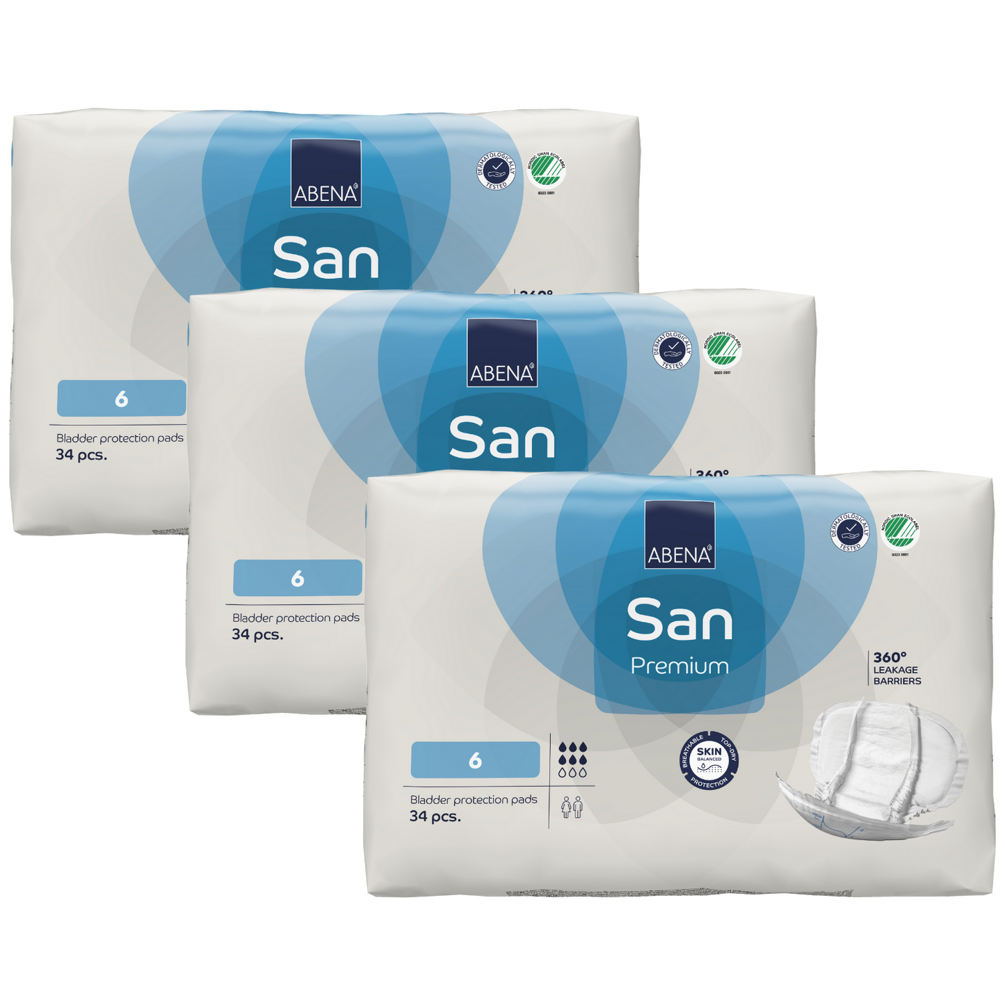 ABENA San Premium Einlagen, Größe: 6, Sparpaket (3 x 34 Stück)