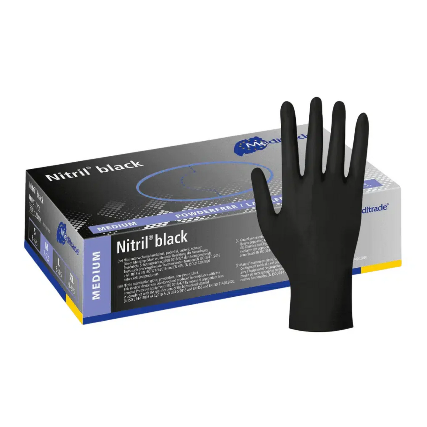 Meditrade Nitril-Handschuhe schwarz Gr. M