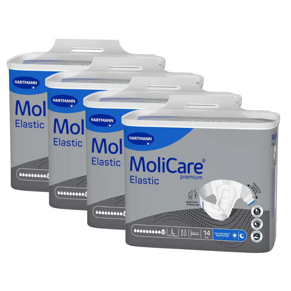 MoliCare Premium Elastic 10 Tropfen, Größe: L, Sparpaket (4 x 14 Stück)