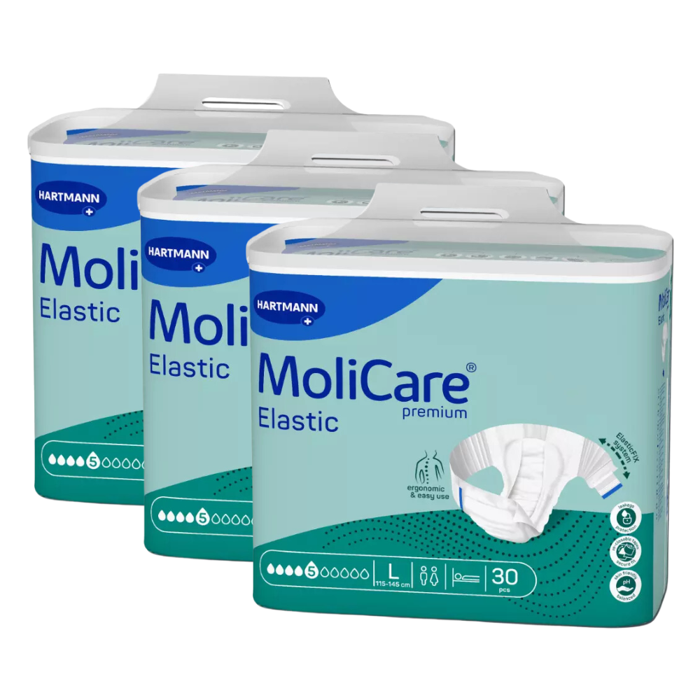 MoliCare Premium Elastic 5 Tropfen, Größe: L, Sparpaket (3 x 30 Stück)