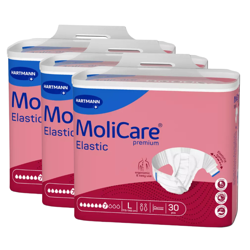 MoliCare Premium Elastic 7 Tropfen, Größe: L, Sparpaket (3 x 30 Stück)