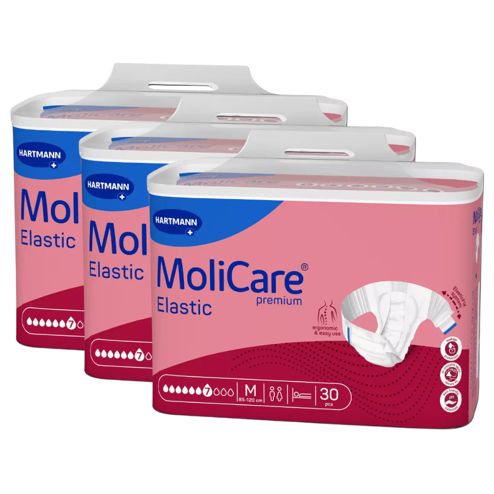 MoliCare Premium Elastic 7 Tropfen, Größe: M, Sparpaket (3 x 30 Stück)