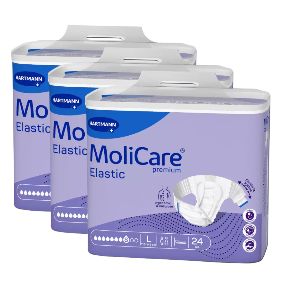 MoliCare Premium Elastic 8 Tropfen, Größe: L, Sparpaket (3 x 24 Stück)
