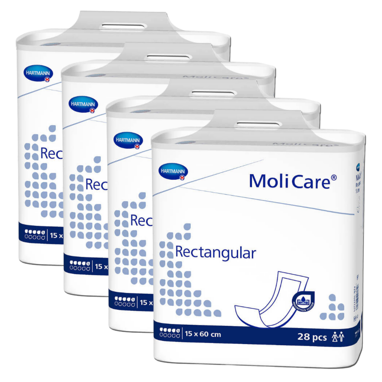 MoliCare Rectangular 5 Tropfen 15 x 60 cm, Sparpaket (4 x 28 Stück)