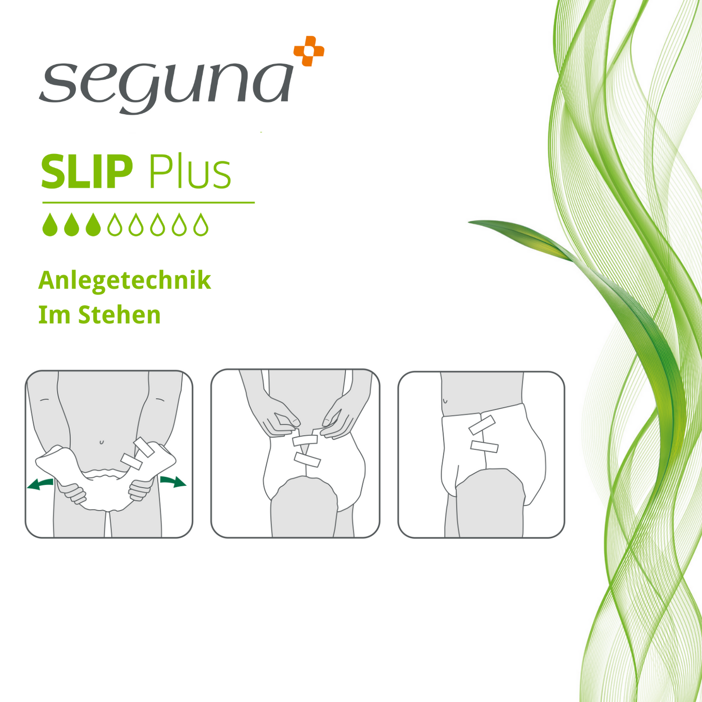 SEGUNA Slip Plus, Anlegetechnik Stehen