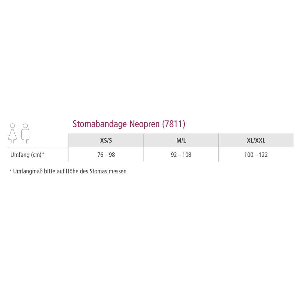 suprima Stomabandage Neopren für Damen und Herren (7811), 1 Stück, Größentabelle