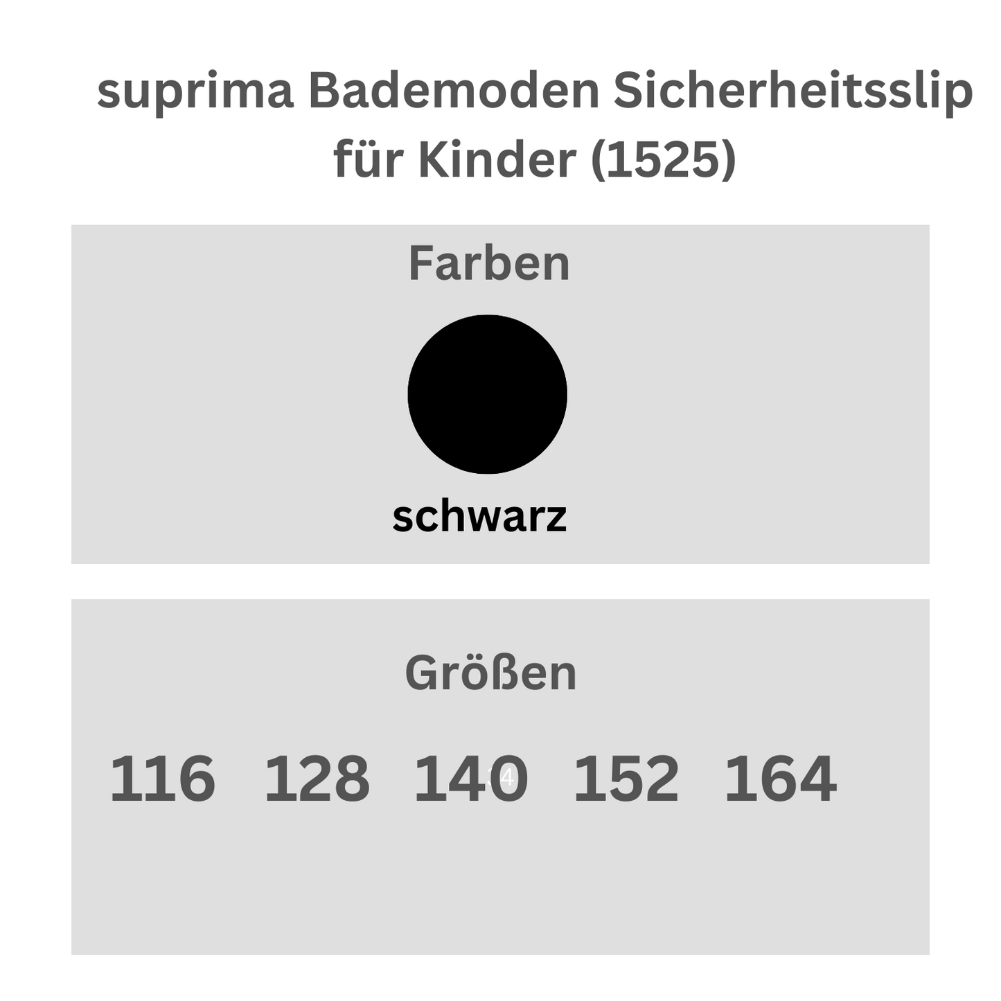 suprima Bademoden Sicherheitsslip für Kinder (1525), Sicherheitsslip, Größentabelle