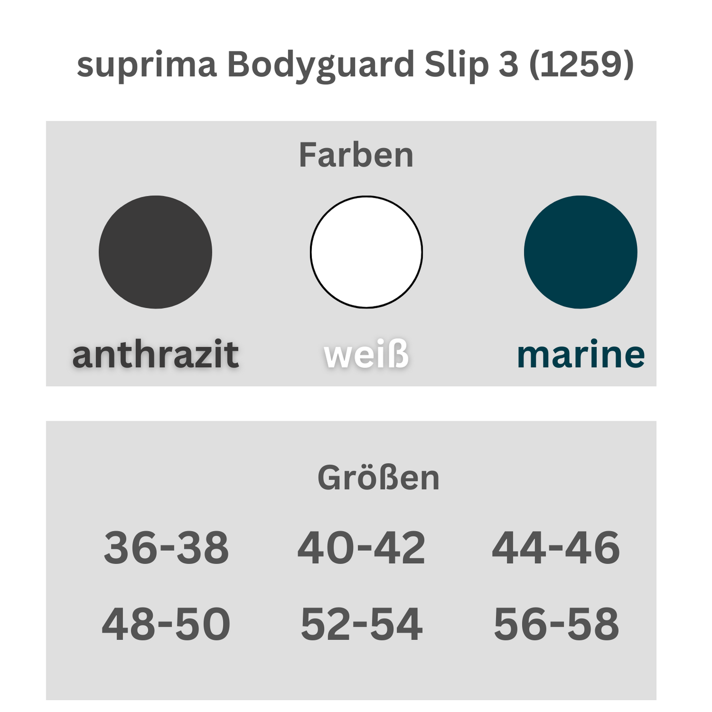 suprima Bodyguard Slip 3 (1259), Sortiment