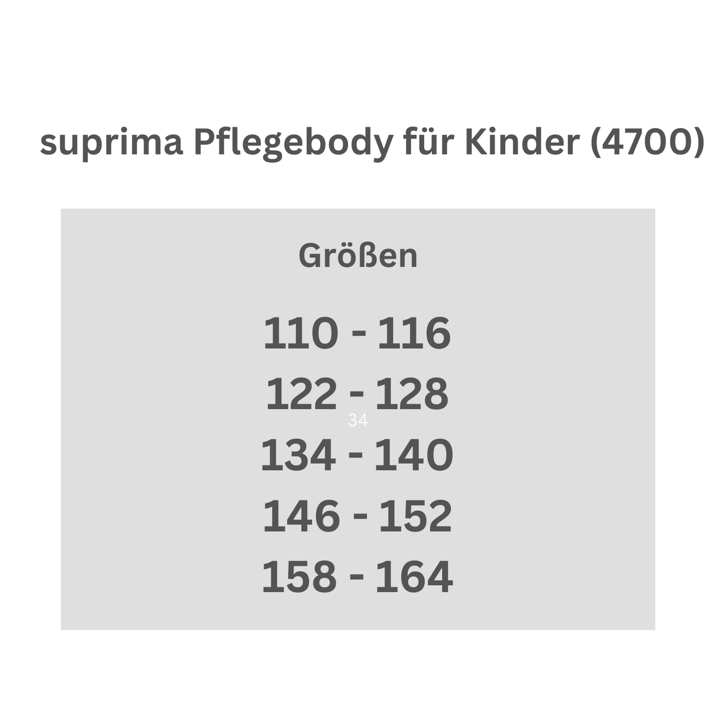 suprima Pflegebody für Kinder (4700), Pflegeoverall, Größentabelle