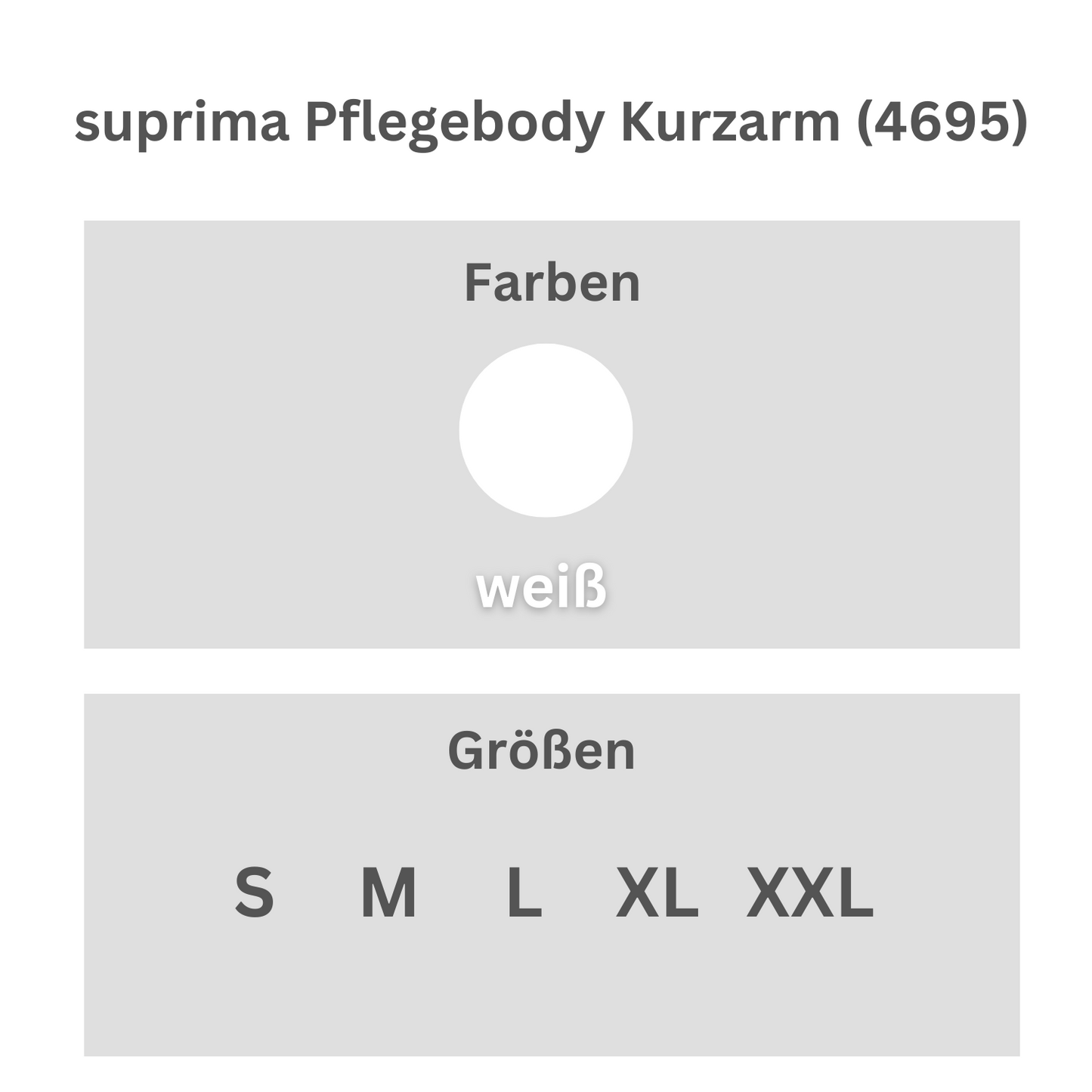 suprima Pflegebody Kurzarm (4695), Pflegebody, Größentabelle