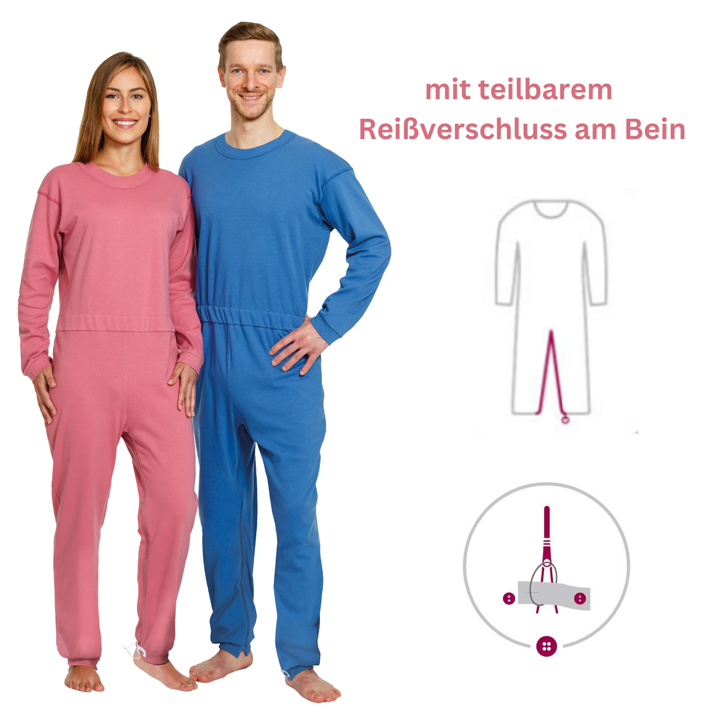 suprima Pflegeoverall lang (4671), Pflegeoverall, Rosa und Blau, Produktbild