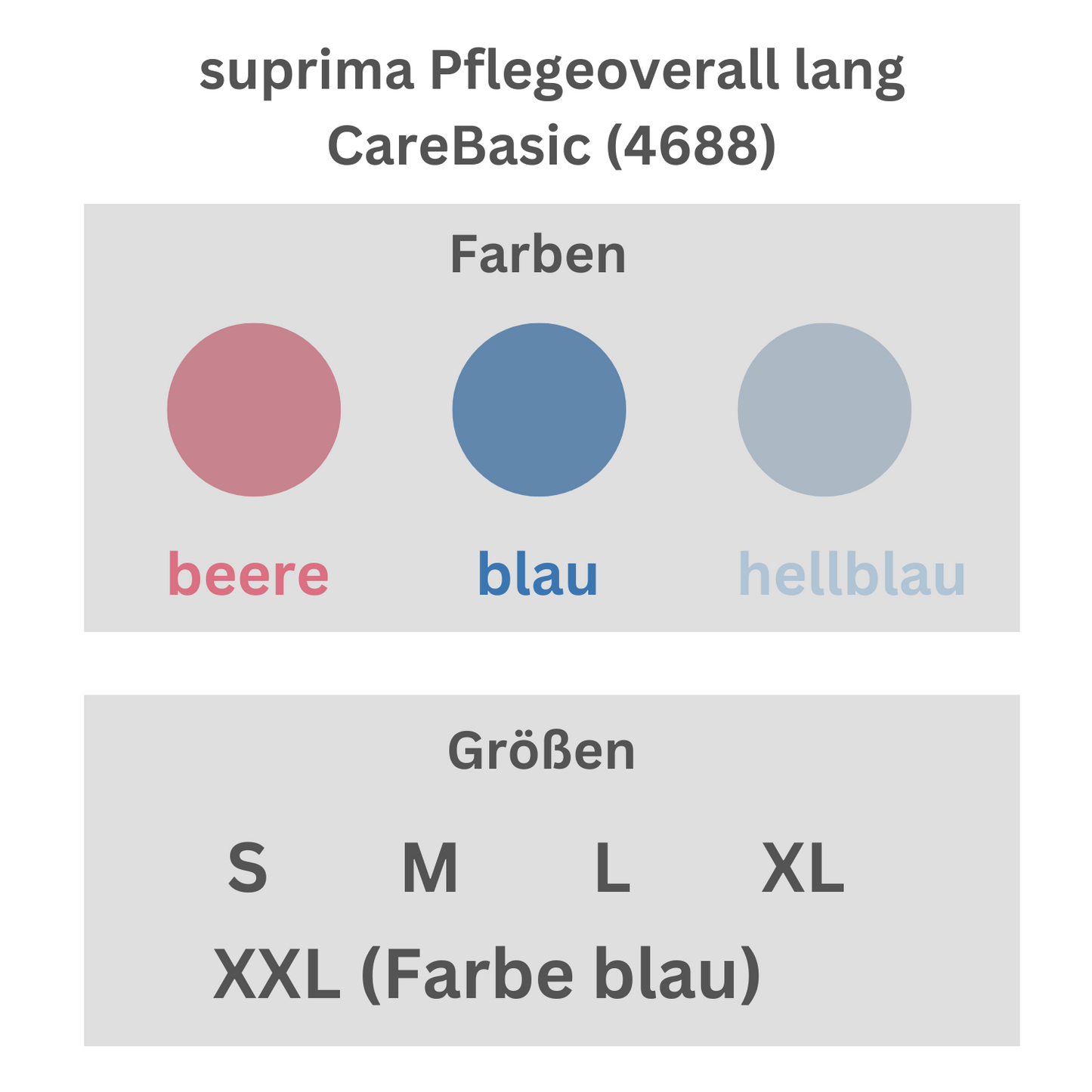 suprima Pflegeoverall lang CareBasic (4688), Sortiment