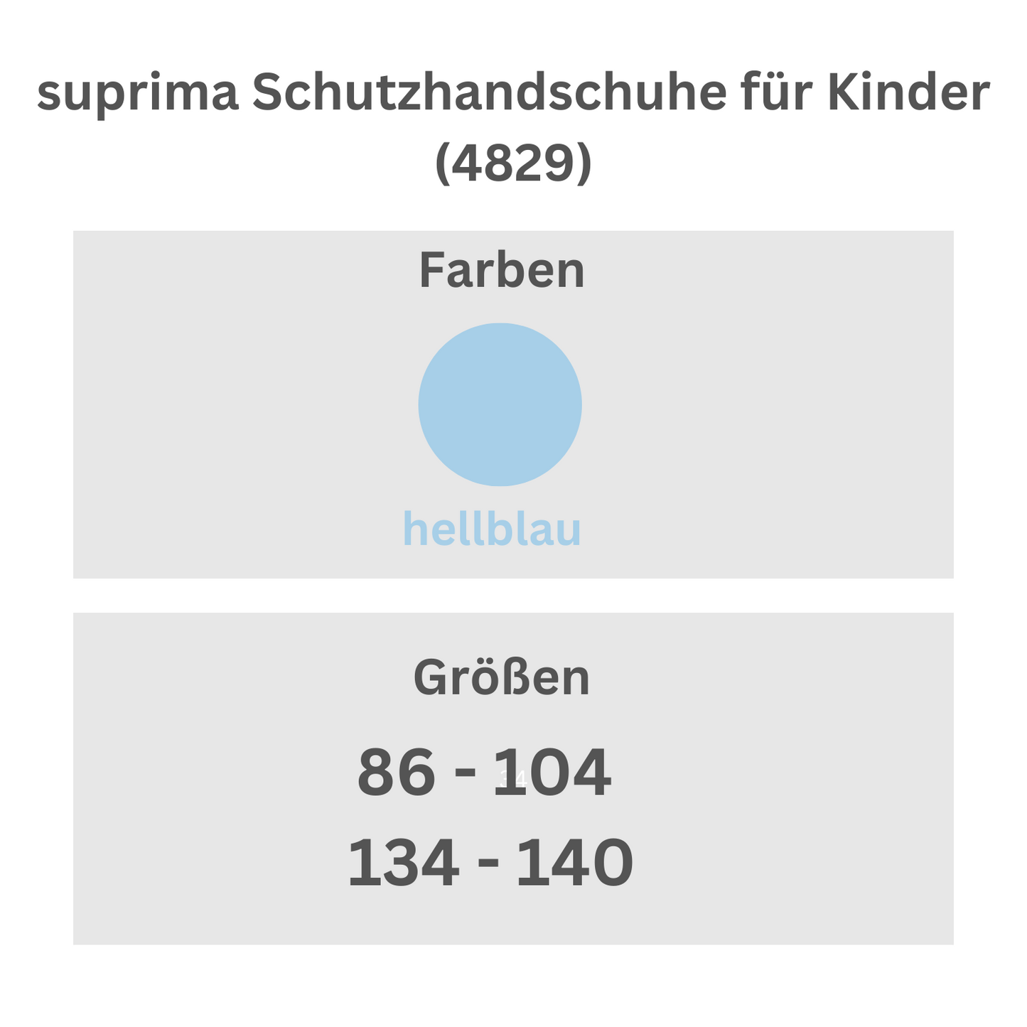 suprima Schutzhandschuhe für Kinder (4829), Pflegeoverall, Größentabelle