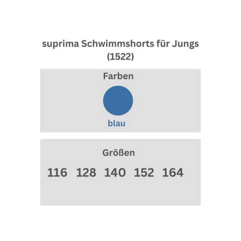 suprima Schwimmshorts für Jungs (1522), 1 Stück, Größentabelle