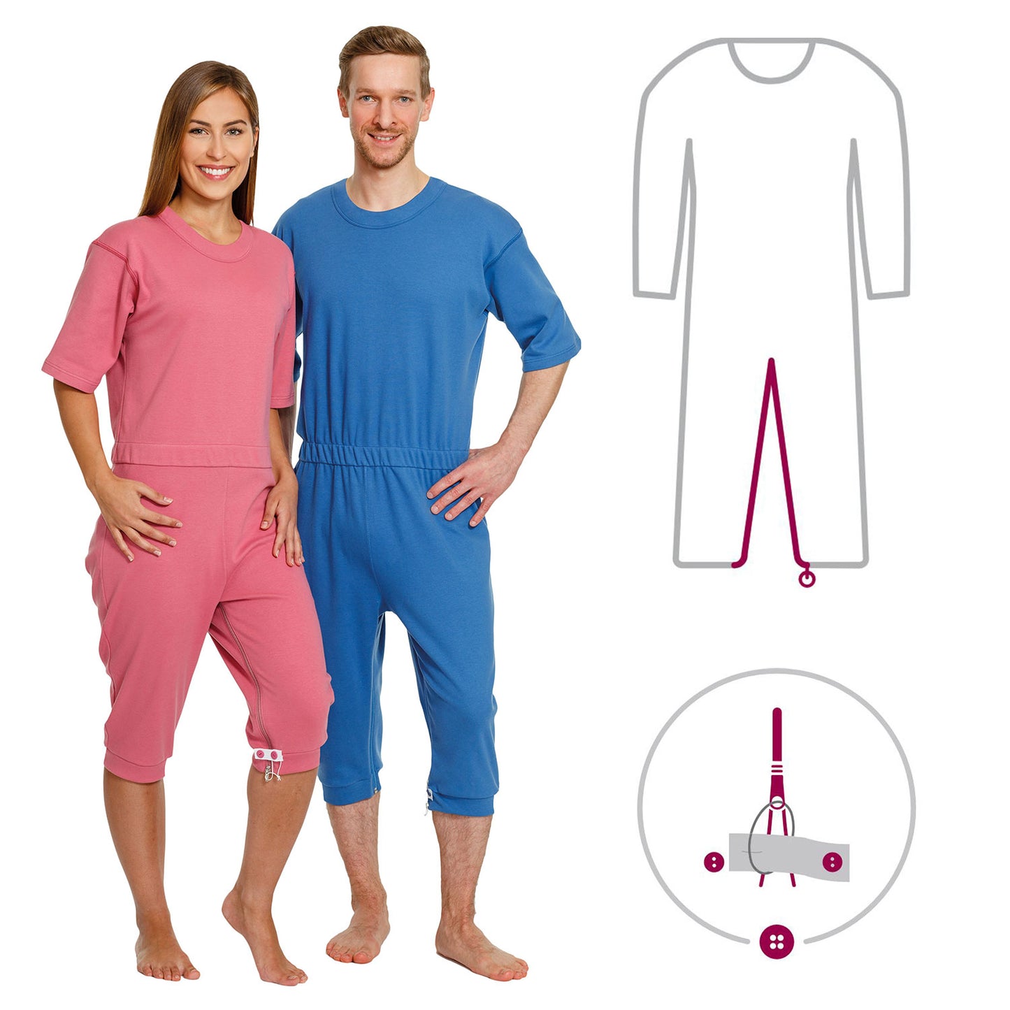 suprima Pflegeoverall kurz (4080), Pflegeoverall, Rosa und Blau; Produktbild