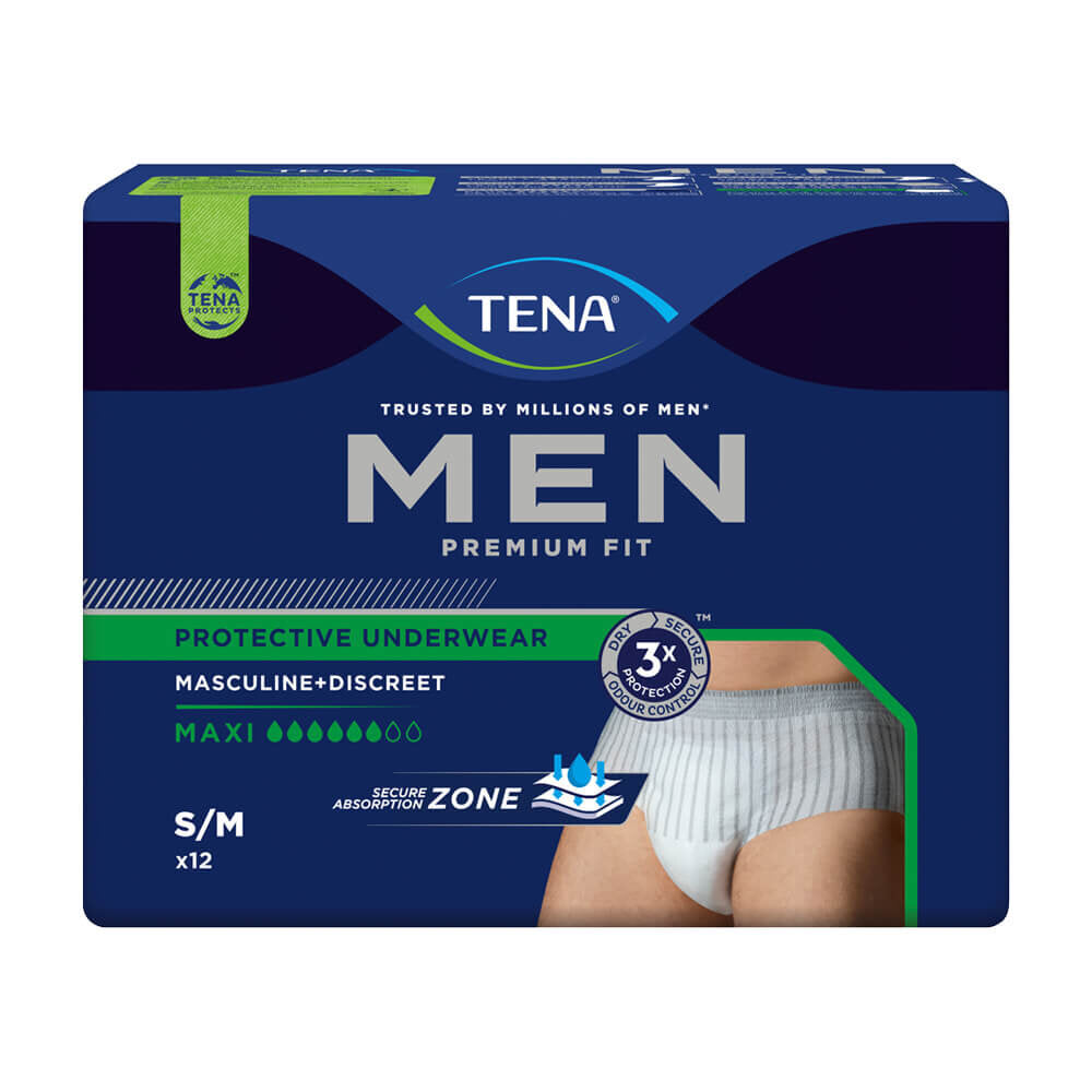TENA Men Premium Fit Pants Maxi (Level 4), Größe: S/M, Beutel 12 Stück