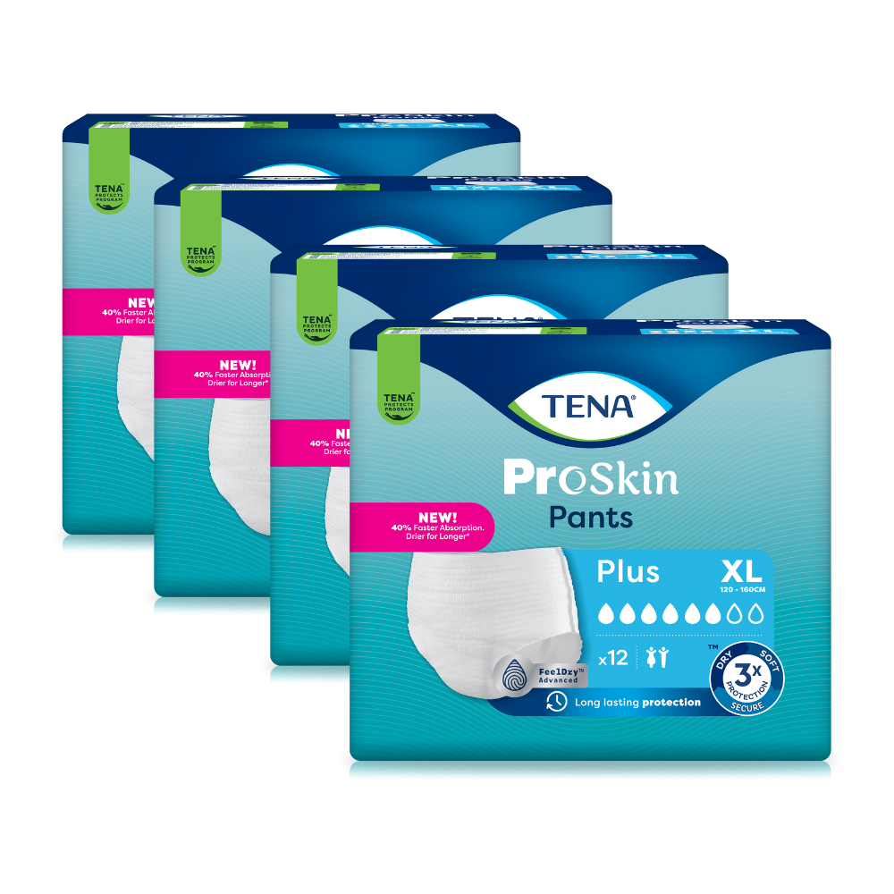 TENA Proskin Pants Plus, Größe: XL, Sparpaket 4x12 Stück