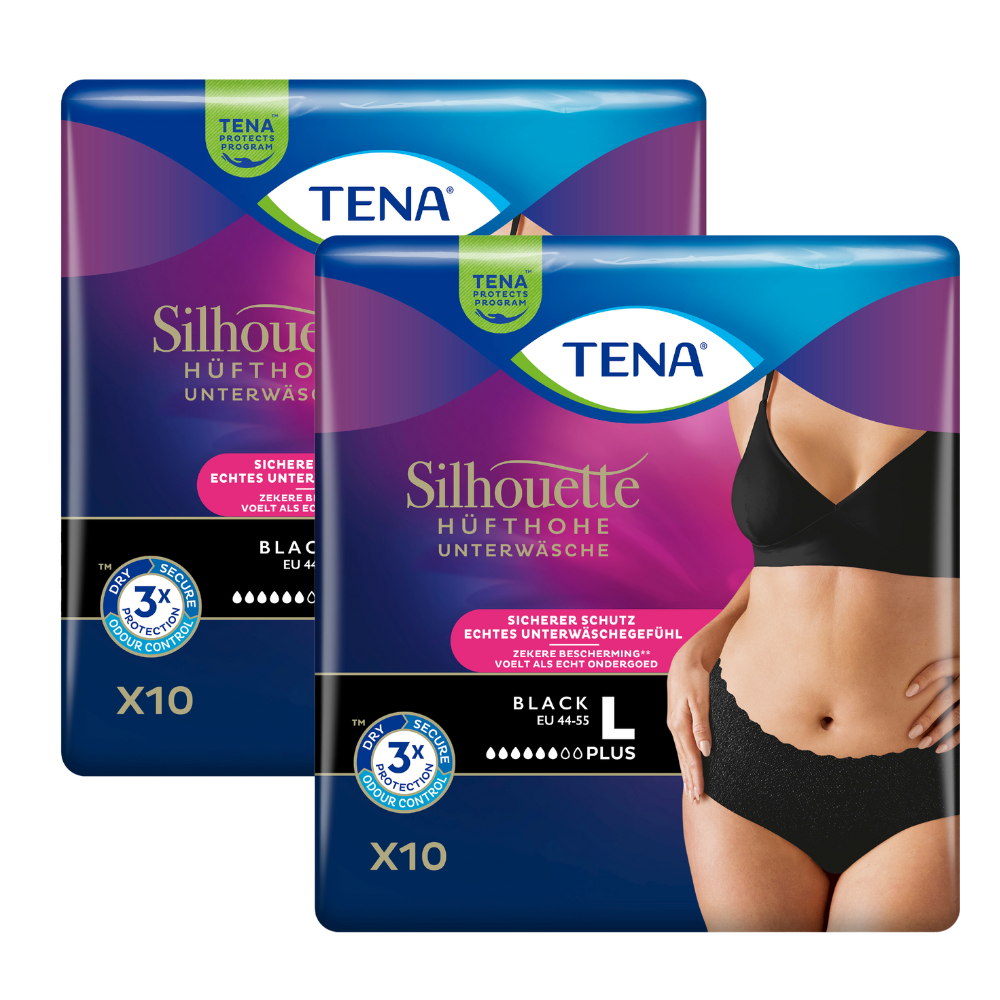 TENA Silhouette Plus Black, Größe: L, Sparpaket (2 x 10 Stück)