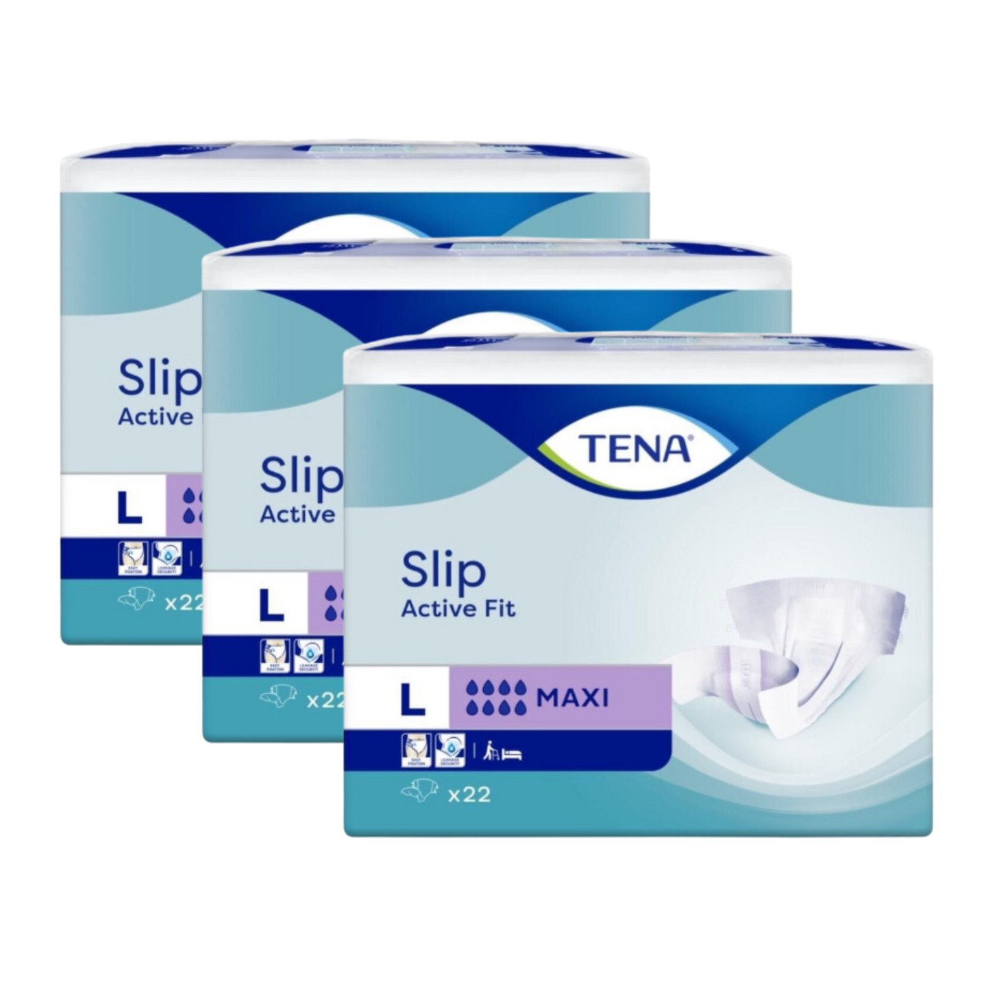 TENA Slip Active Fit Maxi Größe: L, Sparpaket 3x22 Stück