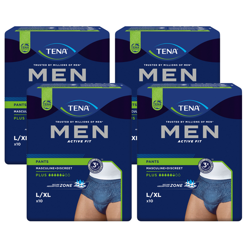 TENA Men Active Fit Pants Plus, Größe: L/XL, Sparpaket (4 x 10 Stück)
