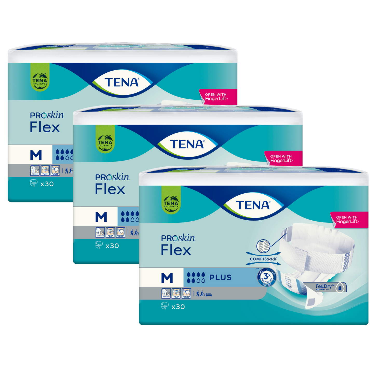 TENA Flex Plus, Größe: M, Sparpaket (3 x 30 Stück)