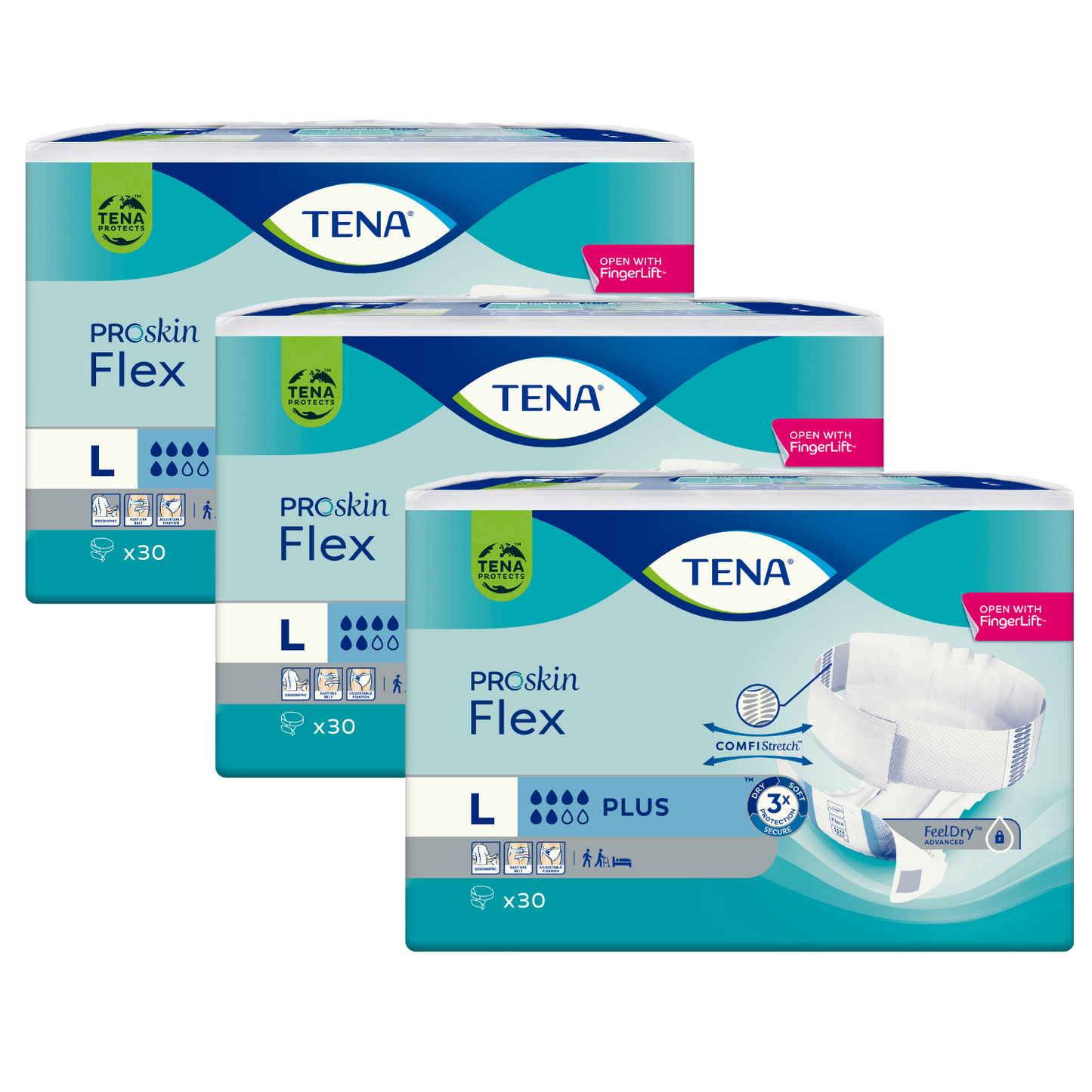 TENA Flex Plus, Größe: L, Sparpaket (3 x 30 Stück)