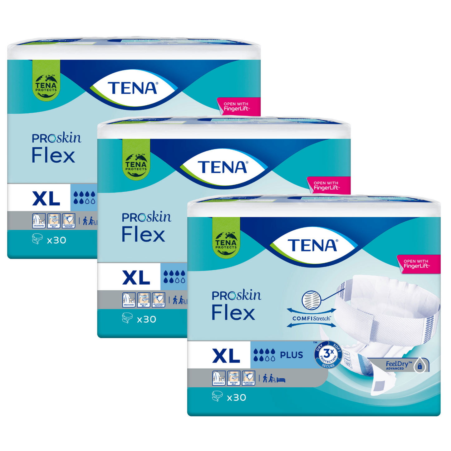 TENA Flex Plus, Größe: XL, Sparpaket (3 x 30 Stück)
