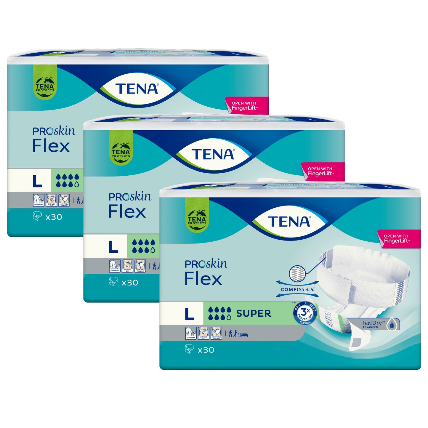 TENA Flex Super, Größe: L, Sparpaket (3 x 30 Stück)