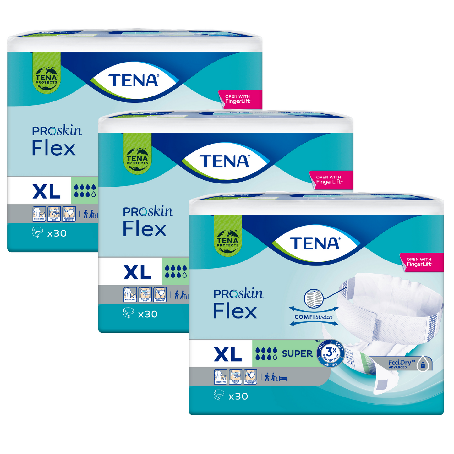 TENA Flex Super, Größe: XL, Sparpaket (3 x 30 Stück)
