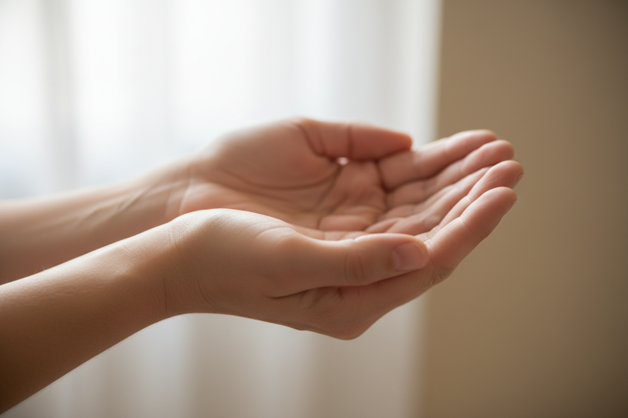 2 hände die offen sind aneinander