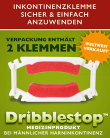 Dribblestop Inkontinenzklemme für Männer, 2 Stück, Verpackung