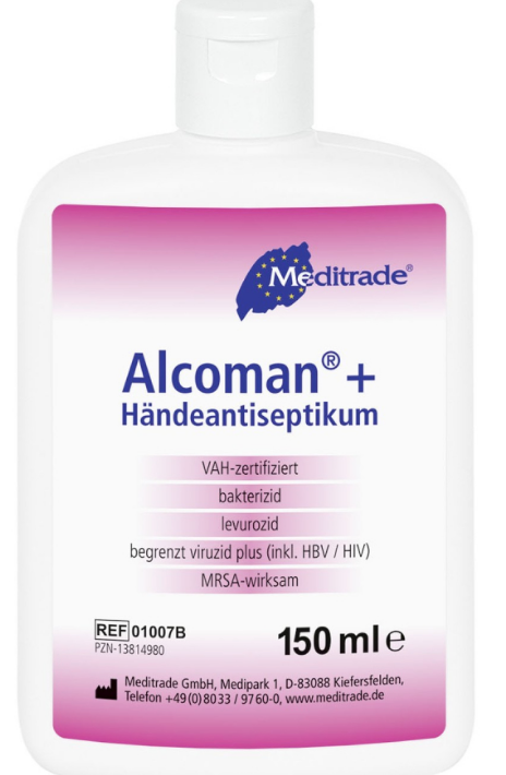 Alcoman Händedesinfektion +, 150 ml Flasche