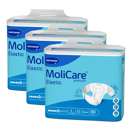MoliCare Premium Elastic 6 Tropfen, Größe: L, Sparpaket (3 x 30 Stück)