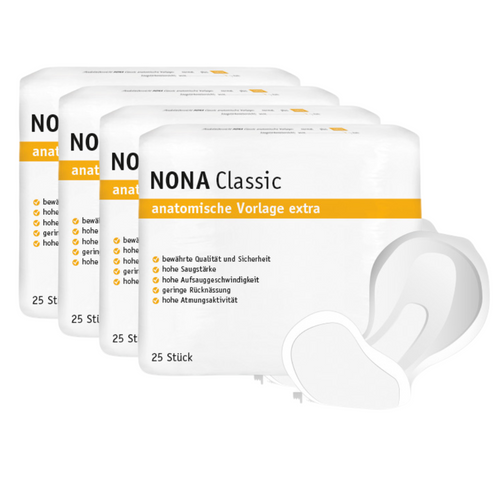 NONA Classic anatomische Vorlage Extra, Sparpaket (4 x 25 Stück)