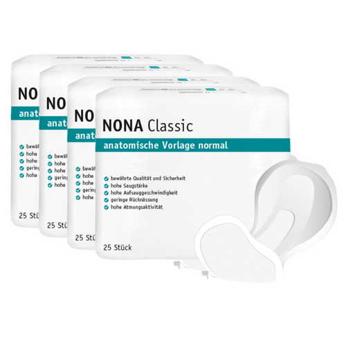 NONA Classic anatomische Vorlage Normal, Sparpaket (4 x 25 Stück) 