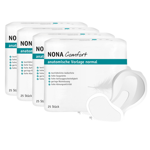 NONA Comfort anatomische Vorlage Normal, Sparpaket (4 x 25 Stück)