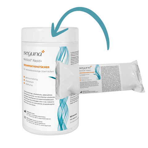SEGUNA Medizid Rapid+, 150 Tücher plus 5 Nachfüllpackungen