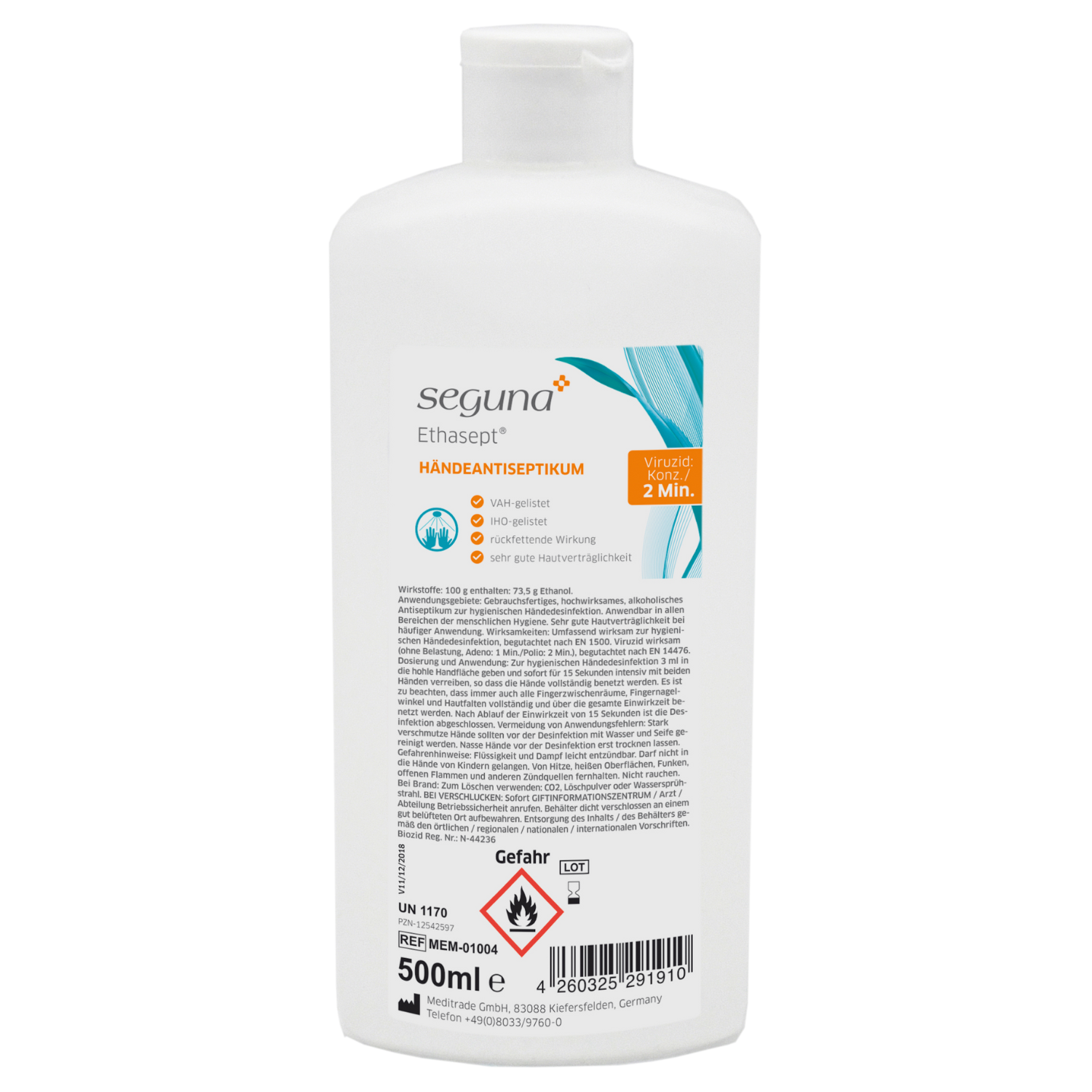 SEGUNA Hygiene Ethasept Händeantiseptikum, 500 ml