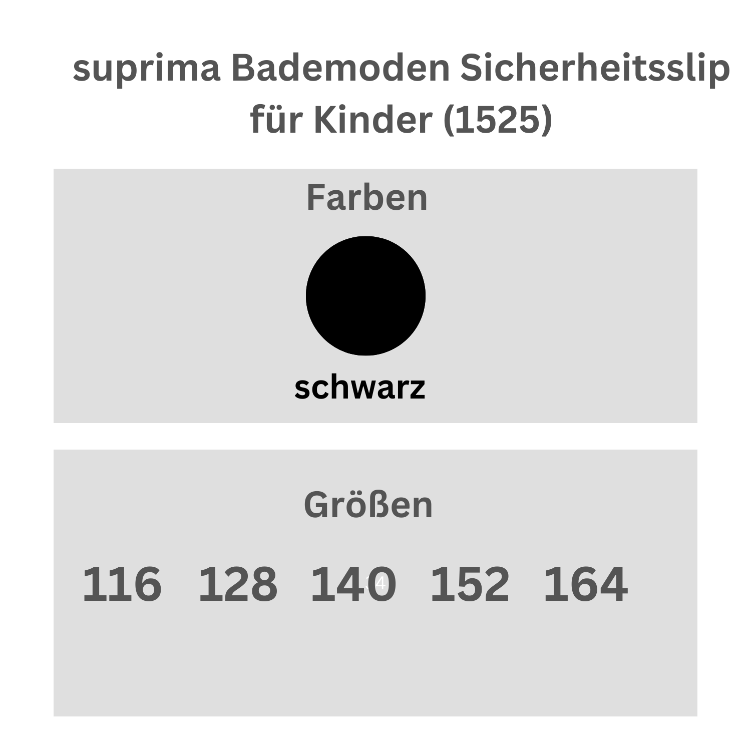 suprima Bademoden Sicherheitsslip für Kinder (1525), Sicherheitsslip, Größentabelle