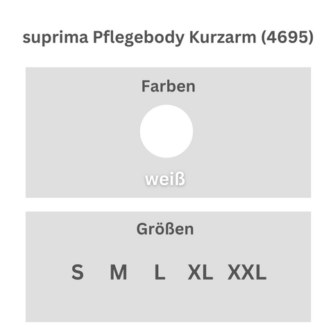 suprima Pflegebody Kurzarm (4695), Pflegebody, Größentabelle