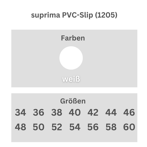 suprima PVC-Slip (1205), Sicherheitsslip, Größentabelle