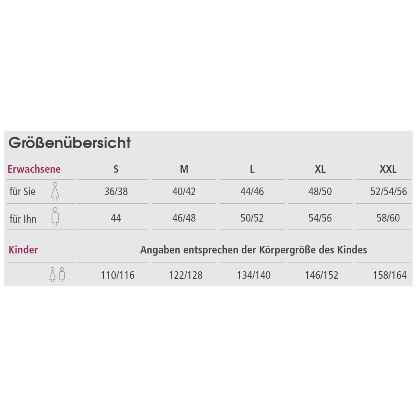 suprima Pflegebody für Kinder (4700), Pflegeoverall, Größentabelle