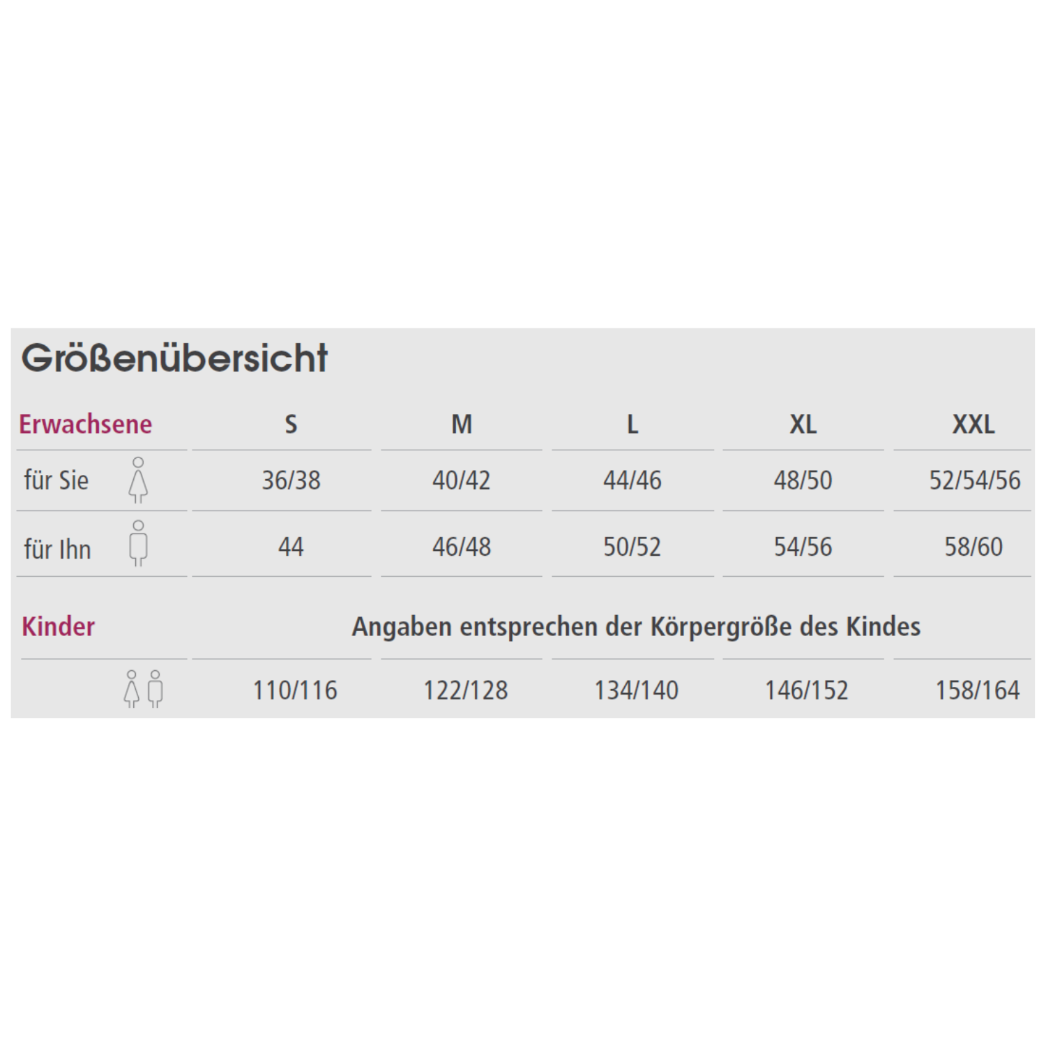 suprima Pflegebody für Kinder (4700), Pflegeoverall, Größentabelle