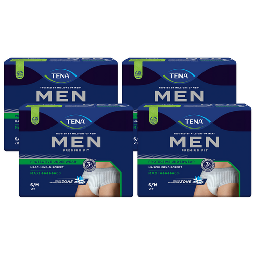 TENA Men Premium Fit Pants Maxi (Level 4), Größe: S/M, Sparpaket (4 x 12 Stück)