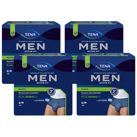 TENA Men Active Fit Pants Plus, Größe: S/M, Sparpaket (4 x 12 Stück)