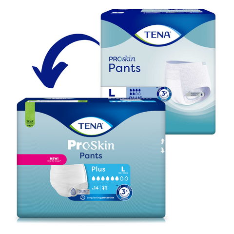 TENA Proskin Pants Plus, Verpackungsdesign im Vergleich