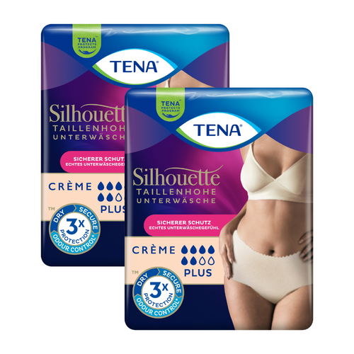 TENA Silhouette Plus Creme, Größe M, Sparpaket (2 x 9 Stück)