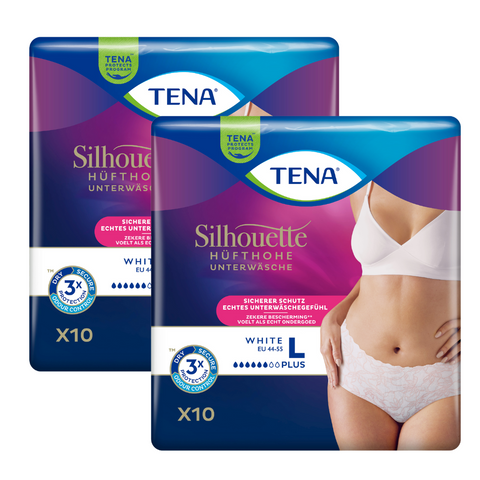 TENA Silhouette Plus White, Größe: L, Sparpaket (2 x 10 Stück)