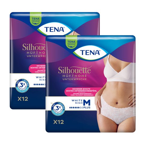 TENA Silhouette Plus White, Größe: M, Sparpaket (2 x 12 Stück)