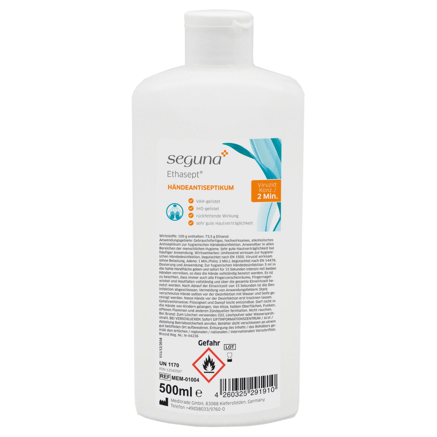 SEGUNA Hygiene Ethasept Händeantiseptikum, 500 ml